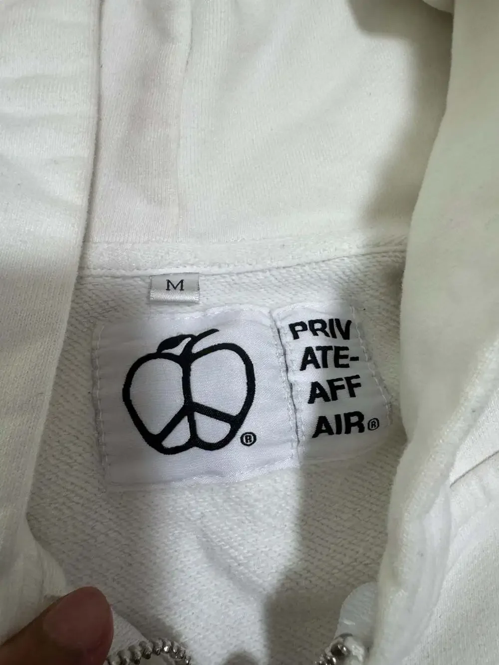 Private Affair Zip-Up Hoodie with Eye Print and American Flag Patch, Size M